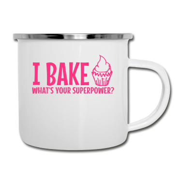 Backen Emaille Tasse - Ich backe was Ihre Superpower / I backen
