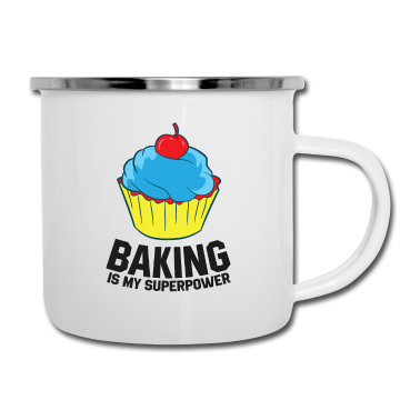 Backen Emaille Tasse - Backen ist meine Supermacht Kuchen Backen