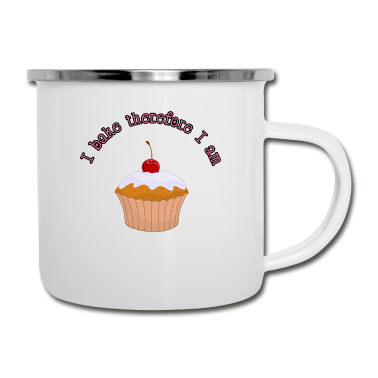 Backen Emaille Tasse - ich backe also bin ich Hobby backen Geschenk idee