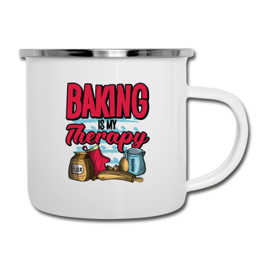 Backen Emaille Tasse - Backen ist meine Therapie Konditor Bäcker Zitate