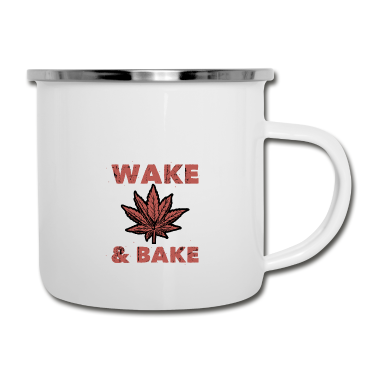 Backen Emaille Tasse - aufwachen und backen