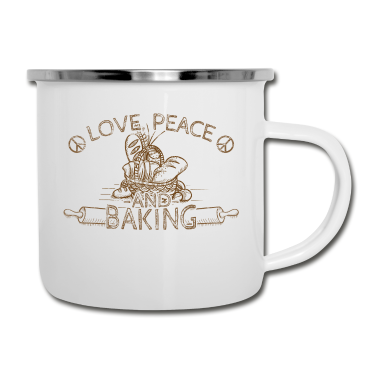 Backen Emaille Tasse - Bäcker Hippie