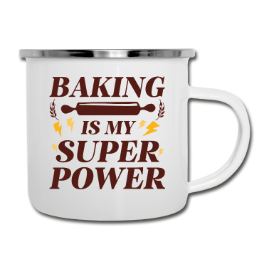 Backen Emaille Tasse - Backen ist meine Supermacht