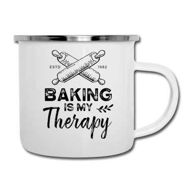 Backen Emaille Tasse - Backen Ist Meine Therapie Gebäck Bäcker Bäckerei
