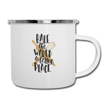 Backen Emaille Tasse - backe die Welt