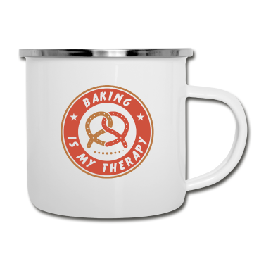 Backen Emaille Tasse - Backen ist meine Therapie