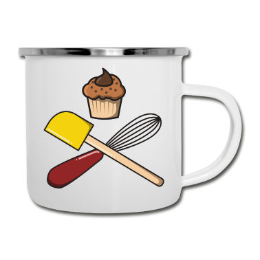 Backen Emaille Tasse - backen Bäcker Törtchen Geschenk idee Kuchen