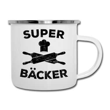 Backen Emaille Tasse - Bäcker Bäckerei Backwaren backen Mütze Geschenk