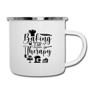 Backen Emaille Tasse - Backen ist meine Therapie für Bäcker und Konditor