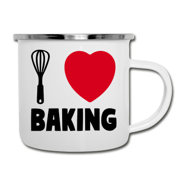 Backen Emaille Tasse - I love Baking Bäcker Motto Backen