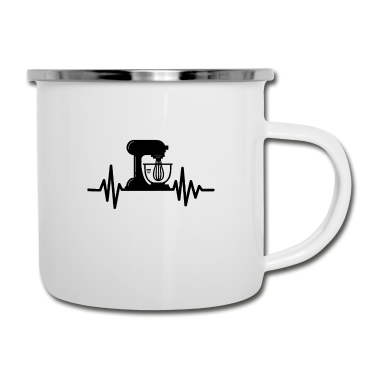 Backen Emaille Tasse - Bäcker Backen Bäckerei Hobby Konditor Herzschlag