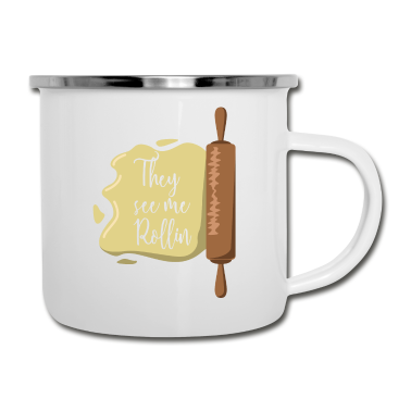 Backen Emaille Tasse - Backen Bäcker Teig Geschenk idee Nudelholz