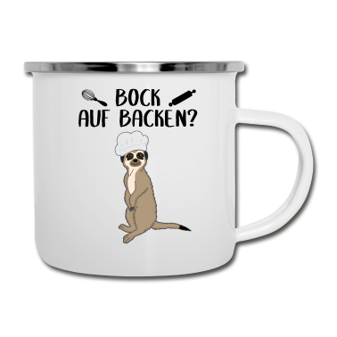 Backen Emaille Tasse - Lustiges Erdmännchen Bäcker Backen Spruch Geschenk