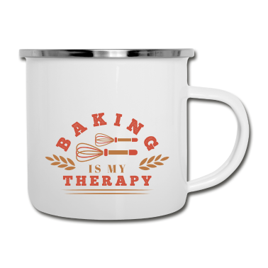 Backen Emaille Tasse - Backen ist meine Therapie