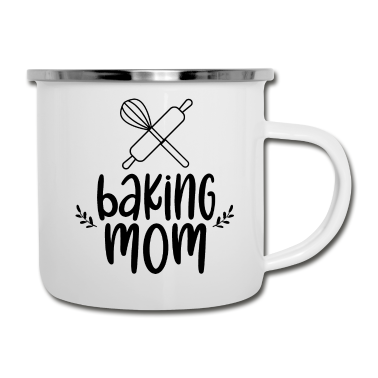 Backen Emaille Tasse - Backen Mama Hobby Bäcker Bäckerei Gebäck