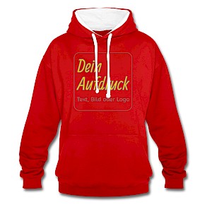 Kontrast-Hoodie mit Text, Bild oder Logo bedrucken lassen