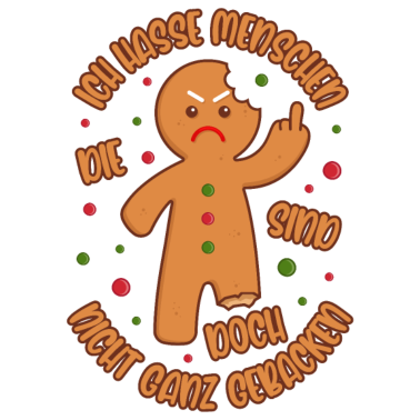 Motiv Lebkuchenmann Ich hasse Menschen Gebacken Geschenk