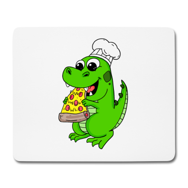 Backen Mousepad - Pizza Bäcker backen Dinosaurier Koch Lustig