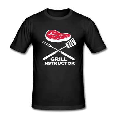 Grillen T-Shirt - GRILL INSTRUCTOR MIT FLEISCH UND BESTECK