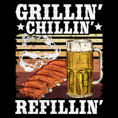 Motiv Grillen Chillen Bier Griller Geschenk Herren