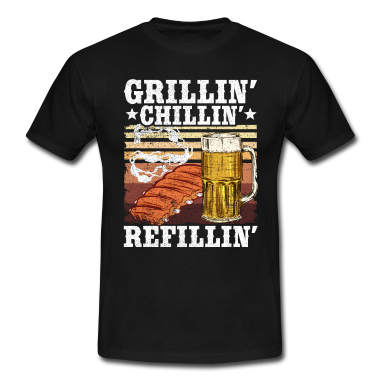 Grillen T-Shirt - Grillen Chillen Bier Griller Geschenk Herren