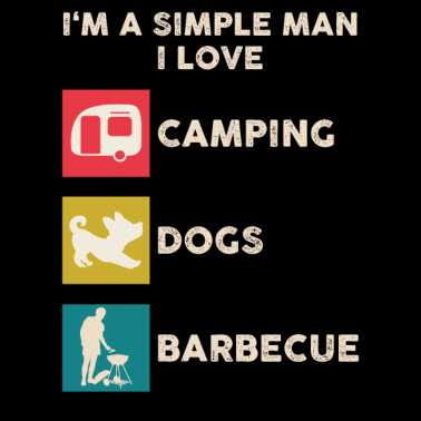 Motiv Camping Hund Grillen Männer
