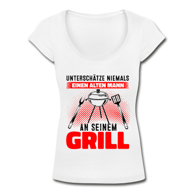 Grillen T-Shirt - Unterschätze Niemals Einen Alten Mann Am Grill