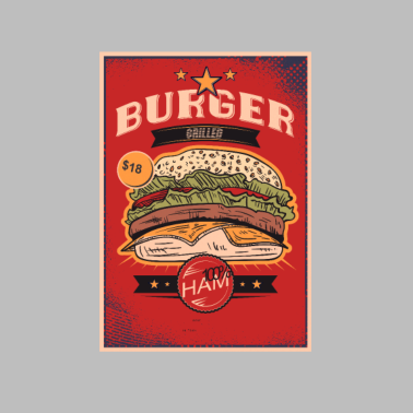 Motiv Burger gegrillt; Cooles Vintage Fastfood Motiv