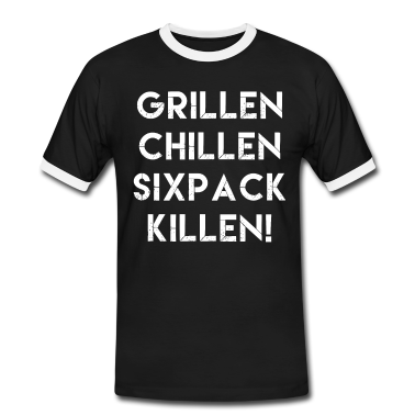 Grillen T-Shirt - Grillen chillen Sixpack killen Grill BBQ Bier