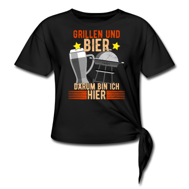 Grillen T-Shirt - Grillen und Bier darum bin ich hier Spruch