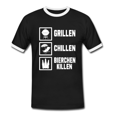 Grillen T-Shirt - Grillen Chillen Bierchen Killen BBQ Bier Design