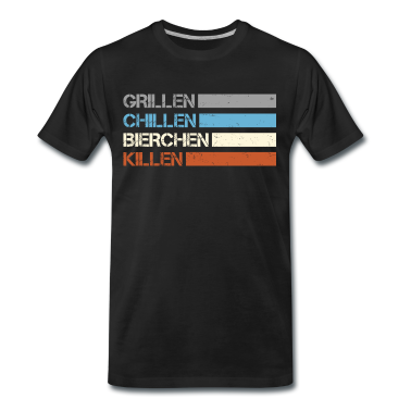 Grillen T-Shirt - Lustige Sprüche Grillen und Bier Retro