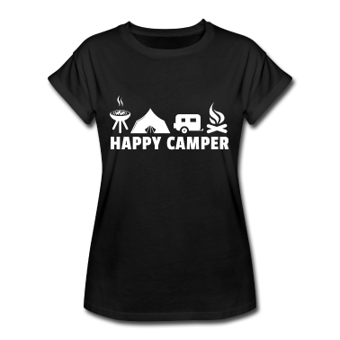Grillen T-Shirt - Happy Camper Zelten Grillen Lagerfeuer Camping