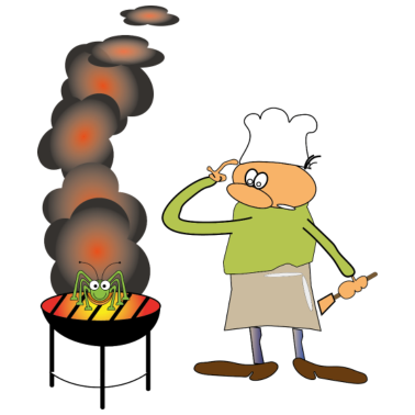 Motiv Griller mit lustiger GRILLE auf dem Grill