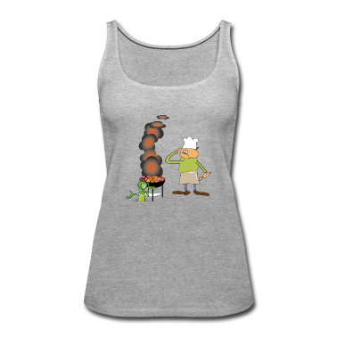 Grillen Tank Top - Griller mit grinsender Grille. Grafik zum Grillen