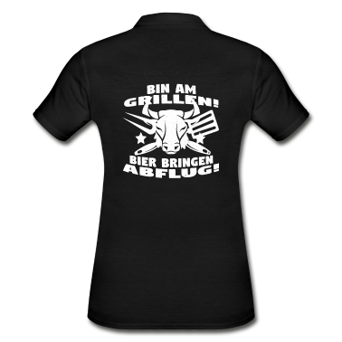Grillen Poloshirt - Bin am Grillen, Bulle, Vintage, Grill, Barbecue