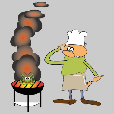 Motiv Griller mit lustiger GRILLE auf dem Grill