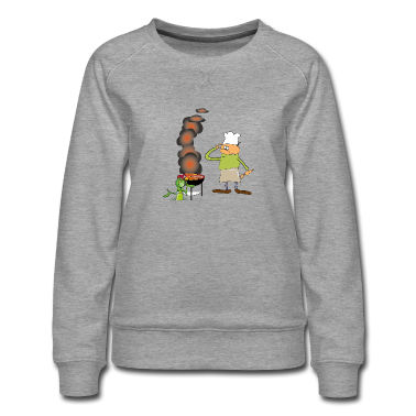 Grillen Pullover - Griller mit grinsender Grille. Grafik zum Grillen