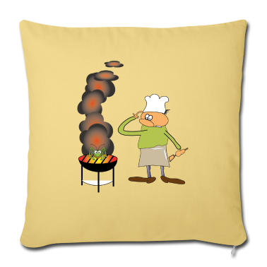 Grillen Kissenbezug - Griller mit lustiger GRILLE auf dem Grill