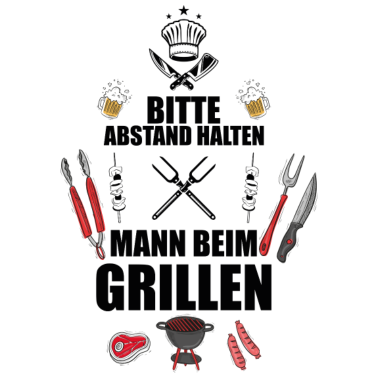 Motiv bitte abstand halten Mann beim Grillen Geschenk