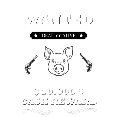 Motiv Wanted Plakat Western Style Schwein Fleisch