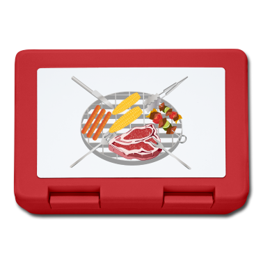 Grillen Brotdose - Ein Grill mit Grillbesteck und Grill Leckereien