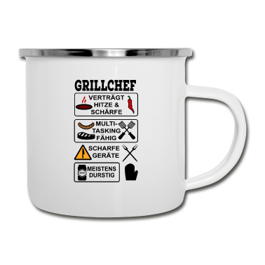Grillen Emaille Tasse - Grillen