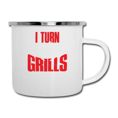 Grillen Emaille Tasse - grill grillen