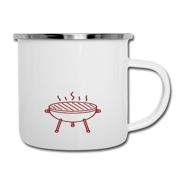 Grillen Emaille Tasse - grill grillen