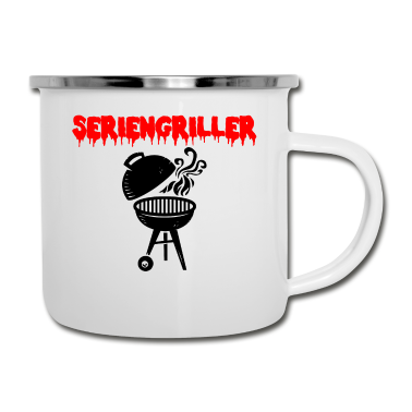 Grillen Emaille Tasse - seriengriller grill grillen griller