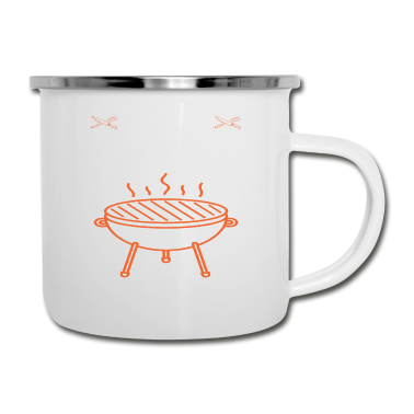 Grillen Emaille Tasse - grill grillen