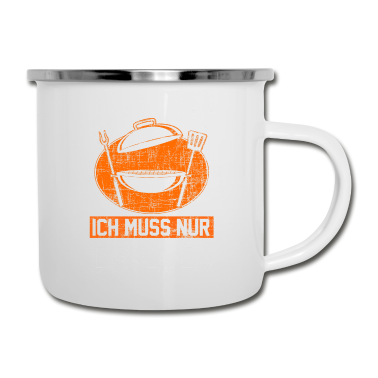 Grillen Emaille Tasse - Grillen Griller Grill Geschenk