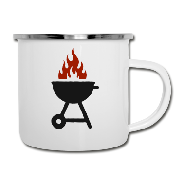Grillen Emaille Tasse - Grill Grillen