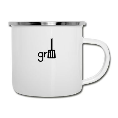 Grillen Emaille Tasse - Grillen Grillmeister Grill